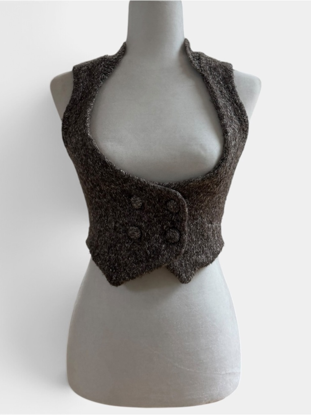Vintage Kersh Marled Knit Open-Bust Sweater Vest, Size S, MSRP $80